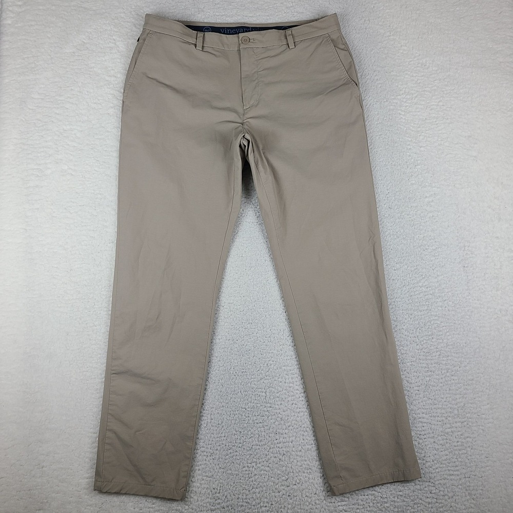 Vineyard Vines OTG Pants Mens 36x32 Taupe Beige On The Go Preppy Tech Golf *
